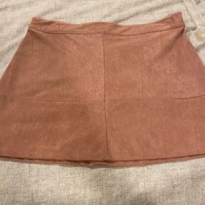 Nude/pink suede mini skirt